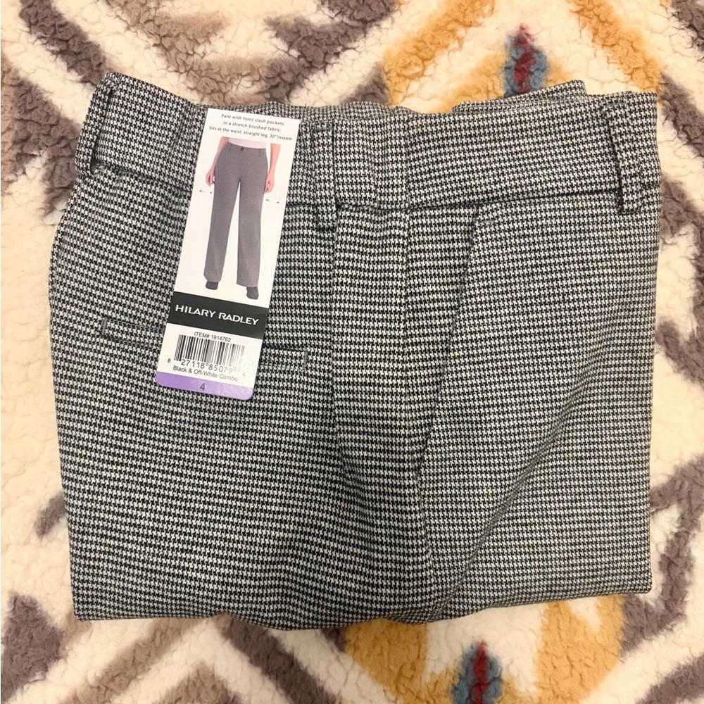 Hilary Radley Women's Front Slash Pockets Stretch Brushed Pants Black\Off White - Picture 2 of 5